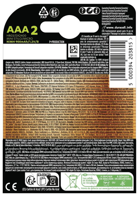 Duracell PreCharged Mikroakku NiMH 1.2 V 2 db 2. kép