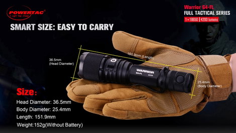 Powertac WAR-G4 FLW LED Kézilámpa Akkuról üzemeltetett 4200 lm 152 g 4. kép