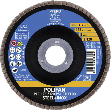 PFERD 67769125 PFC 125 Z 120 PSF STEELOX Felületcsiszoló korong Ø 125 mm 10 db 2. kép