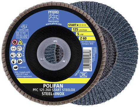 PFERD 69300935 PFC 125 Z 60 START STEELOX Felületcsiszoló korong Ø 125 mm Furat átmérő 22.23 mm 10 d 2. kép