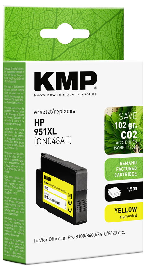 KMP Tinta helyettesíti HP 951XL, CN048AE Kompatibilis Sárga H103 1723,4009 2. kép