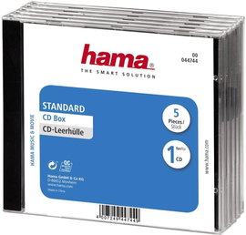 Hama CD tok 00044744 1 CD/DVD/Blu-Ray Átlátszó, Fekete Polisztirol 5 db