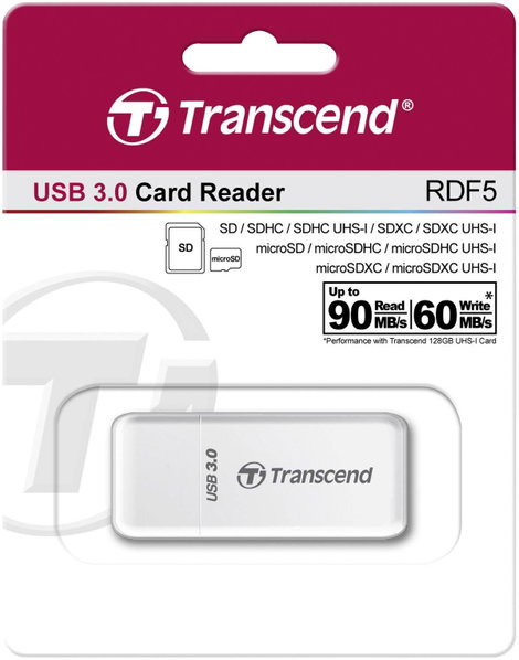 Transcend RDF5W Külső memóriakártya olvasó USB 3.2 (1. generáció) (USB 3.0) Fehér 3. kép