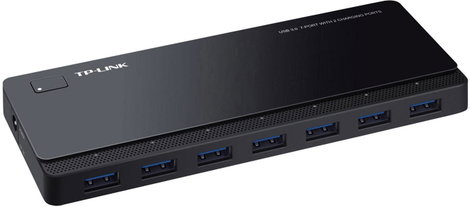 TP-LINK UH720 7+2 port USB 3.2 hub Gyorstöltő csatlakozóval Fekete 2. kép