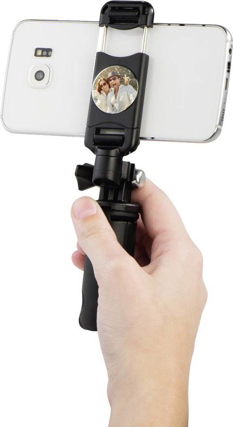 Hama Mini állvány 1/4 col Munkamagasság=10 - 20 cm Fekete Okostelefon-tartóval 2. kép