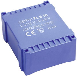 Gerth FL6.18 Nyomtatott áramköri transzformátor 2 x 115 V 2 x 9 V/AC 6 VA 333 mA