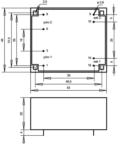 Gerth FL6.18 Nyomtatott áramköri transzformátor 2 x 115 V 2 x 9 V/AC 6 VA 333 mA 2. kép
