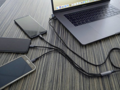 5in1 USB töltőkábel, micro-USB, USB-C, Lightning, 1,2 m, fekete, Smrter SMRTER_HYDRA_ULT_BK 2. kép