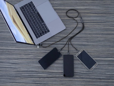 5in1 USB töltőkábel, micro-USB, USB-C, Lightning, 1,2 m, fekete, Smrter SMRTER_HYDRA_ULT_BK 3. kép