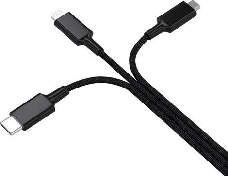 5in1 USB töltőkábel, micro-USB, USB-C, Lightning, 1,2 m, fekete, Smrter SMRTER_HYDRA_ULT_BK 6. kép