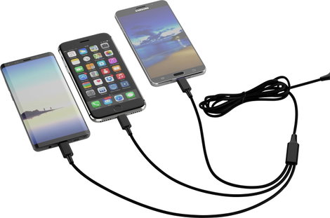5in1 USB töltőkábel, micro-USB, USB-C, Lightning, 1,2 m, fekete, Smrter SMRTER_HYDRA_ULT_BK 7. kép