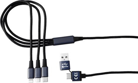 5in1 USB töltőkábel, micro-USB, USB-C, Lightning, 1,2 m, fekete, Smrter SMRTER_HYDRA_ULT_BK 8. kép