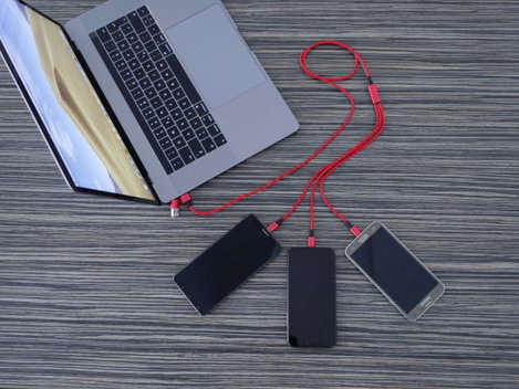 5in1 USB töltőkábel, micro-USB, USB-C, Lightning, 1,2 m, piros, Smrter SMRTER_HYDRA_ULT_RD 3. kép