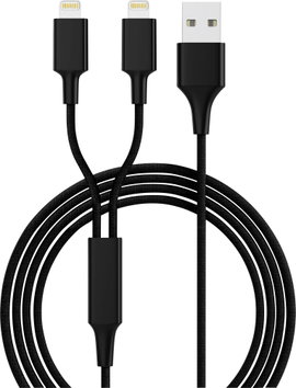 Smrter USB töltőkábel USB 2.0 USB-A dugó, Apple Lightning dugó 1.20 m Fekete SMRTER_HYDRA_DUO_L_BK