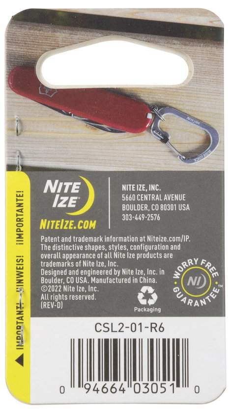 NITE Ize CSL2-01-R6 Karabíner SlideLock Gr. 2 44 mm x 29 mm x 2.5 mm 1 db 4. kép