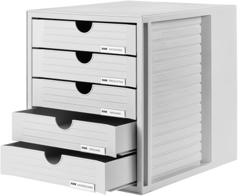 5 fiókos irattároló, világosszürke DIN A4 DIN C4 330 x 275 x 320 mm, HAN Systembox 1450-11 3. kép