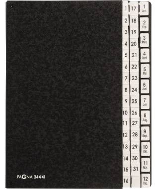 PAGNA Pult rendezők 24441-04 Pultordner Classic Kemény karton Fekete DIN A4 Rekeszek száma: 44 1-31,