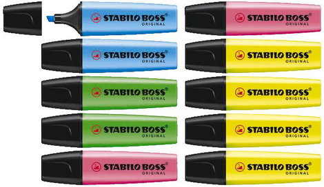 STABILO Szövegjelölő BOSS® ORIGINAL 70/10-1 Sárga, Zöld, Rózsaszín, Kék 2 mm, 5 mm 10 db 3. kép