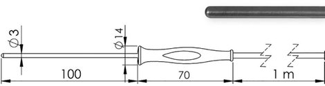 Greisinger GF 1T-T3-AA-BNC Merülő érzékelő -70 - +250 °C Érzékelő típus Pt1000
