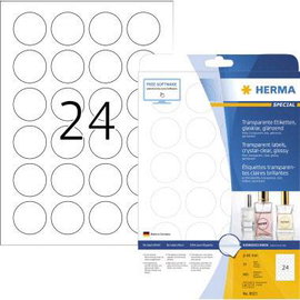 Herma 8023 Fólia címkék Ø 40 mm Fólia, fényes Átlátszó 600 db Véglegesen tapadó Lézernyomtató, Másol