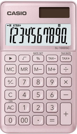 Casio SL-1000SC Zsebszámológép Napenergiával üzemeltetett, Elemekről üzemeltetett Rózsa Kijelző (szá
