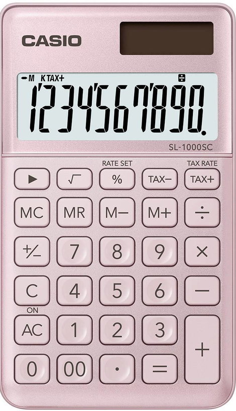 Casio SL-1000SC Zsebszámológép Napenergiával üzemeltetett, Elemekről üzemeltetett Rózsa Kijelző (szá