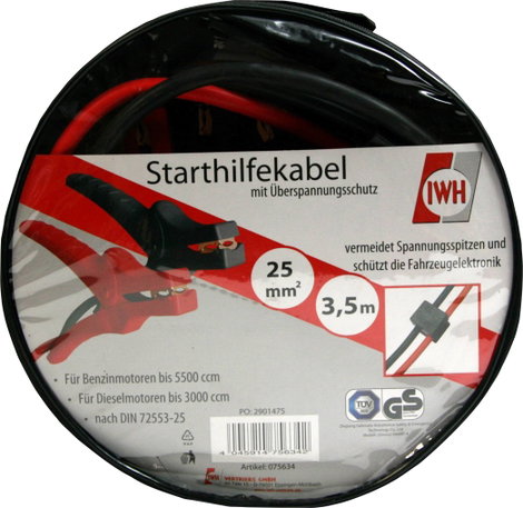 IWH 075634 Indítássegítő kábel 30.0 mm² Alumínium (réz bevonattal) 3.50 m Védő kapcsolóval 2. kép