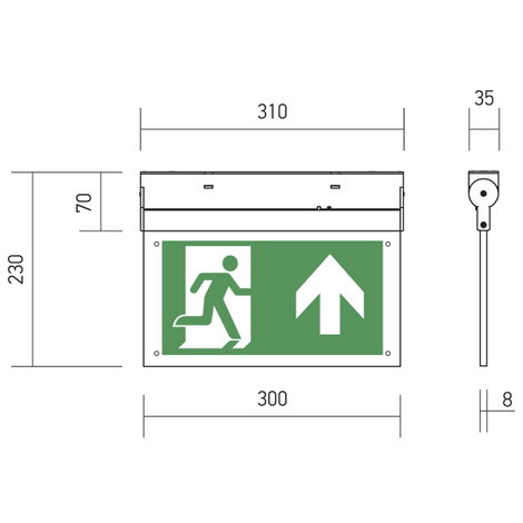 B-SAFETY BR599130 LED-es menekülési útvonal vészvilágítás Mennyezetre történő szerelés Kimenet, Ment 2. kép