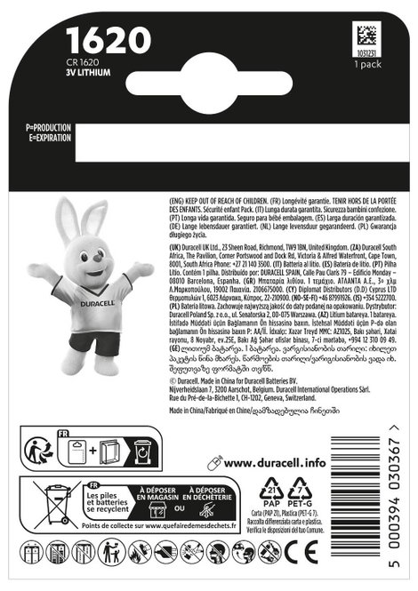Duracell Gombelem CR 1620 3 V 1 db 75 mAh Lítium DL1620 2. kép