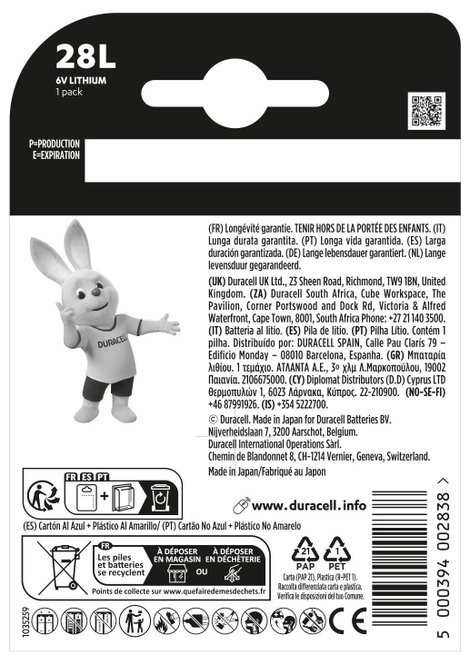 Duracell PX28 4SR44 Fotóelem Lítium 150 mAh 6 V 1 db 2. kép