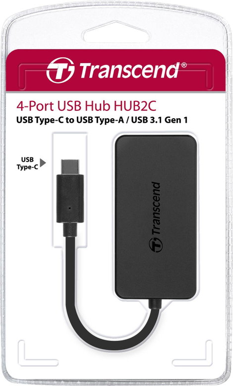 Transcend TS-HUB2C 4 port USB 3.2 hub Fekete 2. kép