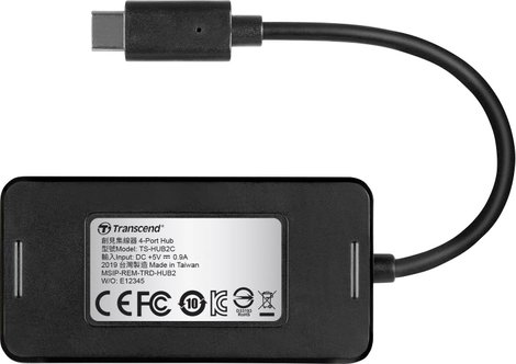 Transcend TS-HUB2C 4 port USB 3.2 hub Fekete 5. kép