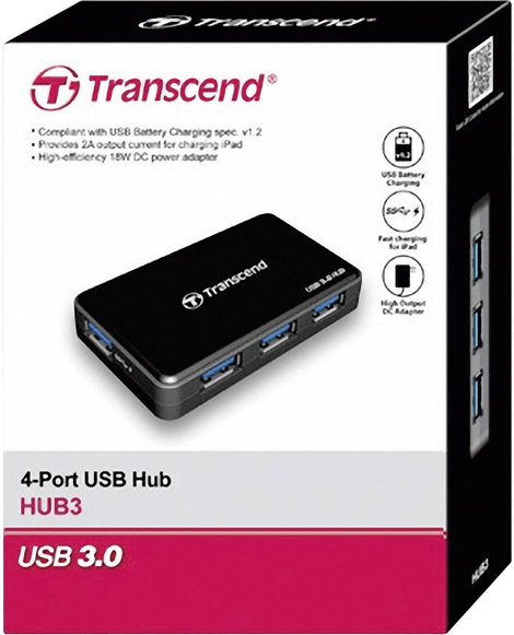 Transcend TS-HUB2C 4 port USB 3.2 hub Fekete 9. kép