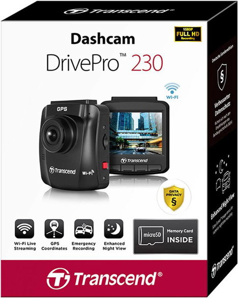 Transcend DrivePro 230Q Autós kamera GPS-szel Látószög, vízszintes (max.)=130 ° 12 V Akku, Nyomtáv a 4. kép