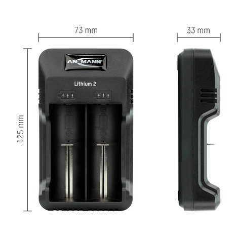 Ansmann Lithium 2 Hengeres akku töltő Nem Lítiumion, NiCd, NiMH 10340, 10350, 10440, 10500, 12500, 1 5. kép