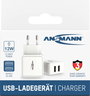 Ansmann HomeCharger HC212 1001-0114 USB-s töltőkészülék Aljzat dugó Kimeneti áram (max.) 2400 mA 2 x 10. bélyegkép