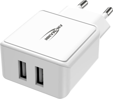 Ansmann HomeCharger HC212 1001-0114 USB-s töltőkészülék Aljzat dugó Kimeneti áram (max.) 2400 mA 2 x 9. kép
