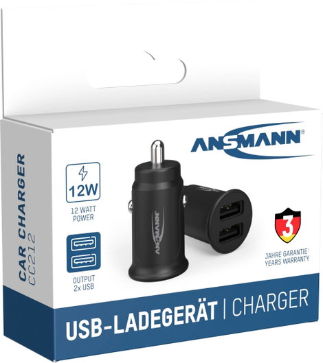 Ansmann InCar Charger CC212 USB-s töltőkészülék 12 W Személygépkocsi, Tehergépjármű Kimeneti áram (m 8. kép