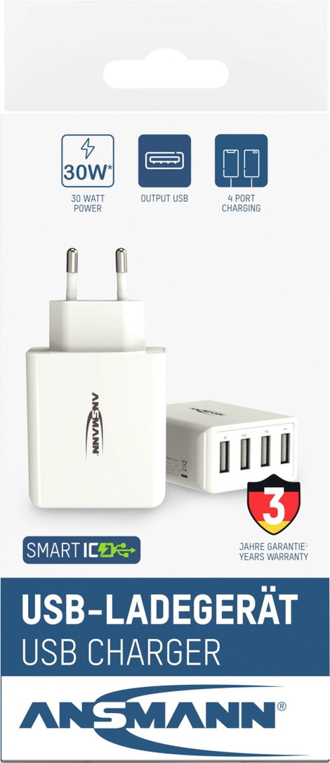Ansmann HomeCharger HC430 1001-0113 USB-s töltőkészülék Aljzat dugó Kimeneti áram (max.) 6000 mA 4 x 3. kép