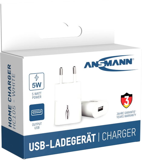 Ansmann HomeCharger HC105 USB-s töltőkészülék 5 W Aljzat dugó Kimeneti áram (max.) 1000 mA Kimenetek 8. kép