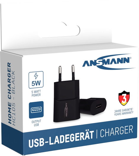 Ansmann HomeCharger HC105 USB-s töltőkészülék 5 W Aljzat dugó Kimeneti áram (max.) 1000 mA Kimenetek 5. kép