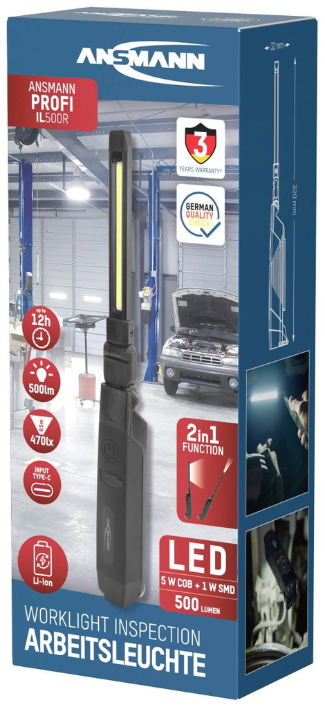 Ansmann 990-00111 Profi 500 LED Műhely rúdlámpa Akkuról üzemeltetett 5 W 500 lm 8. kép