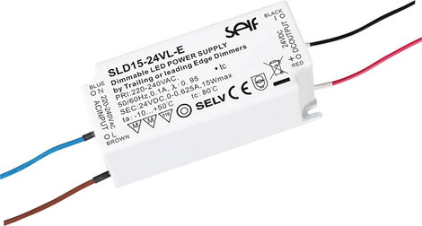 Self Electronics SLD15-24VL-E LED meghajtó Állandó feszültségű 15 W 200 - 625 mA 24 V/DC Dimmelhető,