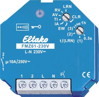 FMZ61-230V Eltako vezeték nélküli Kapcsoló működtető 1 csatornás Süllyeszett Kapcsolási teljesítmény