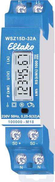 DIN sines digitális energiafogyasztás mérő 32 A, MID konform, Eltako WSZ15D-32A MID