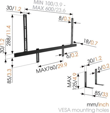 Vogels Sound 3550 Soundbar tartó Fekete 1 db 8. kép