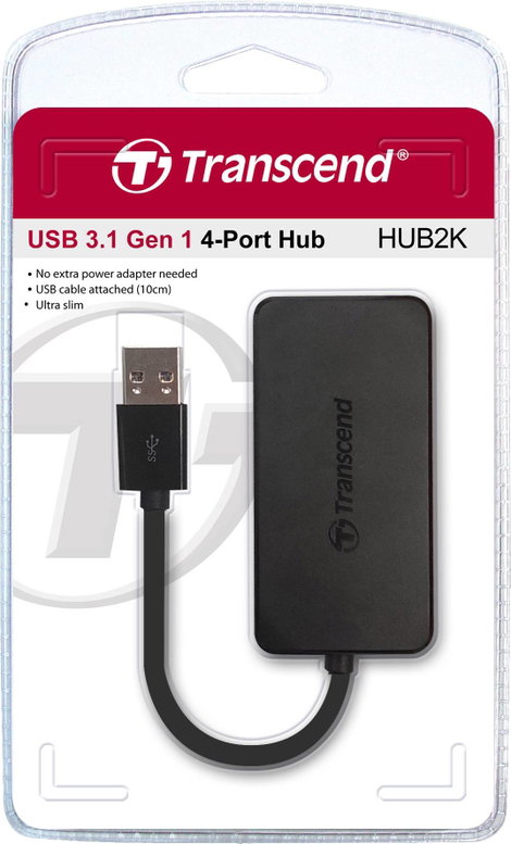 Transcend TS-HUB2K USB 3.2 hub Fekete 2. kép