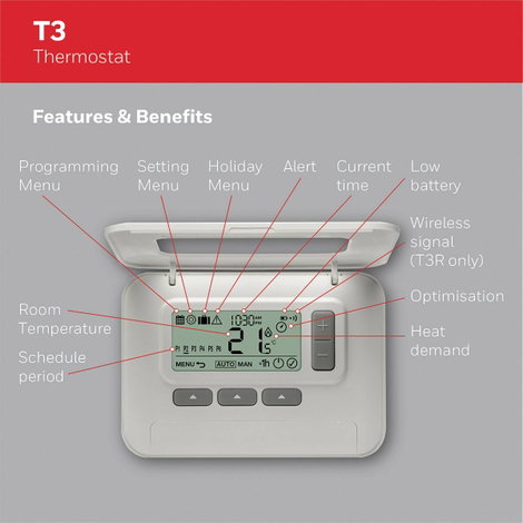 Honeywell Home T3C110AEU Helyiségtermosztát Fali Napi program, Heti program 5 ... 35 °C 7. kép