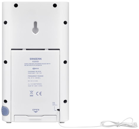 Sangean H205 Fürdőszobai rádió DAB+, URH Bluetooth® Vízálló Fehér 4. kép