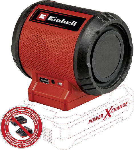 Einhell Power X-Change TC-SR 18 Li BT - Solo Bluetooth hangfal AUX, USB Piros 5. kép